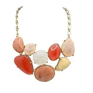 Chico's Necklace Jewelry Statement 22" Adjustable NWT Gold Tone Pink Stones